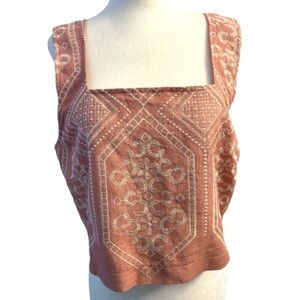 House of Linen Embroidered Cropped Sleeveless Summer Top Size M NWT